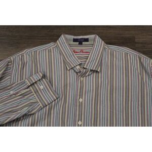 Alan Flusser XXL Striped Button Down Long Sleeve‎ Shirt